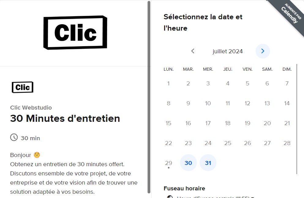 rendez-vous tarifs informations création de site web pas cher